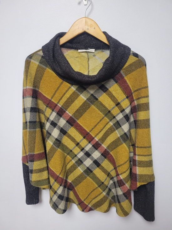 Chris & Carol Sweaters - Chris & Carol Plaid Cowl Neck Pancho Sweater